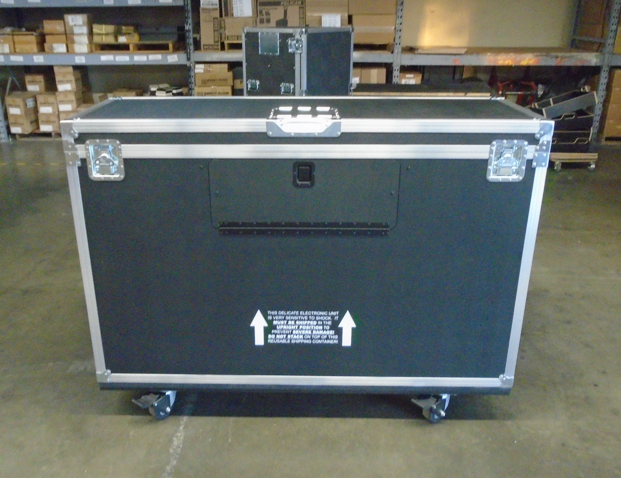 Print # 8602 - Custom 65" Electronic Monitor Lift Road Case with Access Compartments By Nelson Case Corp